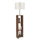 Lampadaire combiné 3 étagères Taura Tissu effet Circulaire Ecru et Bois Marron