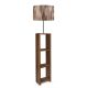 Lampadaire combiné 3 étagères Toki Tissu Motif Bois et Méral Bois