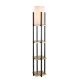 Lampadaire combiné 3 étagères Ulkoda H130cm Métal Noir et Or Tissu Blanc
