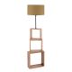 Lampadaire combiné 3 étagères Venes 140cm Bois Naturel et Tissu Brun