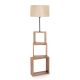 Lampadaire combiné 3 étagères Venes 140cm Bois Naturel et Tissu Beige