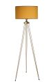 Lampadaire Couperin H155cm Métal Cuivre et Tissu Jaune