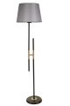 Lampadaire en H Accensa 165cm Tissu Gris et Métal Or et Noir