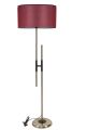Lampadaire en H Tympanum 165cm Tissu Bordeaux et Métal Noir et Bronze