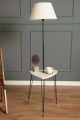 Lampadaire et bout de canapé Norral H147cm Bois et Tissu Beige et Métal Noir