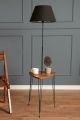 Lampadaire et bout de canapé Norral H147cm Bois Naturel et Métal et Tissu Noir
