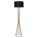 Lampadaire filaire sablier Tisha 155cm Métal Or et Tissu Noir