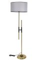 Lampadaire forme H Tympanuma 165cm Tissu Gris et Métal Noir et Or