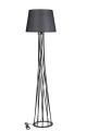 Lampadaire pied filaire torsade Accenso 175cm Tissu et Métal Noir