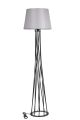 Lampadaire pied filaire torsade Accenso 175cm Tissu Gris et Métal Noir