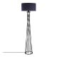 Lampadaire pied filaire torsade Slivka L50xH175cm Tissu Anthracite et Métal Noir