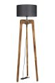 Lampadaire Riley H170cm Bois massif Naturel et Tissu Noir