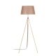 Lampadaire trépied fin Qiang 165cm Tissu Beige et Métal Or antique