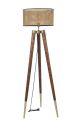Lampadaire trépied Jack H160cm Bois de charme massif foncé et Rotin cannage Beige