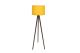 Lampadaire trépied Luca 145cm Tissu Jaune et Bois Marron