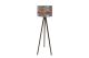 Lampadaire trépied Luca 145cm Tissu Motif Losange mandala Multicolore et Bois Noir