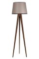 Lampadaire trépied Lunctaro H160cm Bois foncé et Tissu Taupe