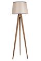 Lampadaire trépied Lunctaro H160cm Bois foncé et Tissu Beige