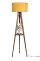 Lampadaire trépied Lunctura 165cm Bois Marron et Tissu Jaune