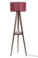 Lampadaire trépied Lunctura 165cm Bois Marron et Tissu Brodeaux