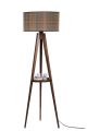 Lampadaire trépied Lunctura 165cm Bois Naturel et Tissu écossais Marron