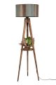 Lampadaire trépied Lunctura 165cm Bois Naturel et Tissu effet lambris Multicolore