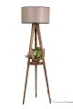 Lampadaire trépied Lunctura 165cm Bois Naturel et Tissu Grège
