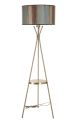Lampadaire trépied Treis 158cm Tissu effet Lambris Multicolore et Métal Or