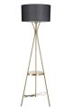 Lampadaire trépied Treis 158cm Tissu Noir et Métal Or