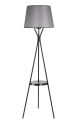 Lampadaire trépied Treis 165cm Tissu tronconique Gris et Métal Noir
