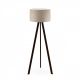 Lampadaire trépied Tympanum 140cm Tissu Blanc Crème et Bois Noir