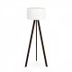 Lampadaire trépied Tympanum 140cm Tissu Blanc et Bois Noir