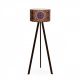 Lampadaire trépied Tympanum 140cm Tissu Motif Mosaïque Multicolore et Bois Noir