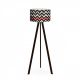 Lampadaire trépied Tympanum 140cm Tissu Motif Zigzag Multicolore et Bois Noir