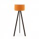Lampadaire trépied Tympanum 140cm Tissu Orange et Bois Noir