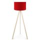 Lampadaire Tympanum trépied Bois Blanc Crème et Rouge