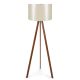 Lampadaire Tympanum trépied Bois Marron et Blanc Crème nacrée