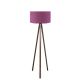 Lampadaire Tympanum trépied Bois Marron et Tissu Violet