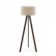 Lampadaire Tympanum trépied Bois Noir et Tissu Beige