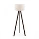 Lampadaire Tympanum trépied Bois Noir et Tissu Blanc crème