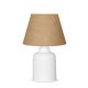 Lampe à poser Akya H31cm Blanc et Tissu Beige