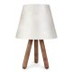 Lampe à poser Linyo style nordique Blanc et trépied en bois massif