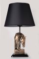 Lampe à poser tête de cheval géométrique Replica D24xH50cm Tissu Noir et Métal Or antique