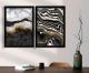 Lot de 2 cadres bois Noir Rupit L38xH53cm Motif Abstrait Noir, Blanc et Or