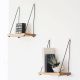 Lot de 2 étagères murales Suzoun L40xH50cm Bois massif clair et Corde Noir