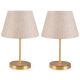 Lot de 2 lampes de table Accensa abat-jour 12cm Métal Or et Tissu Beige