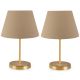 Lot de 2 lampes de table Accensa abat-jour 12cm Métal Or et Tissu Marron