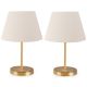 Lot de 2 lampes de table Accensa abat-jour 12cm Métal Or Blanc Argile