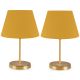Lot de 2 lampes de table Accensa H37cm Tissu Jaune et Métal Or