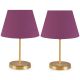 Lot de 2 lampes de table Accensa H37cm Tissu Violet et Métal Or